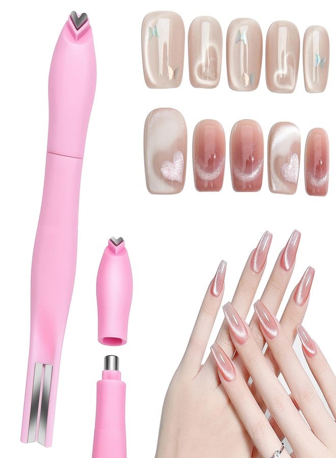 CYUXING 3 in 1 Cat Eye Nail Magnet, Versatile Magnet Tool for Cat Eye Polish Heart Shaped Round Multifunctional Accessories for Studio Home DIY Salo (Pink) - Image 1